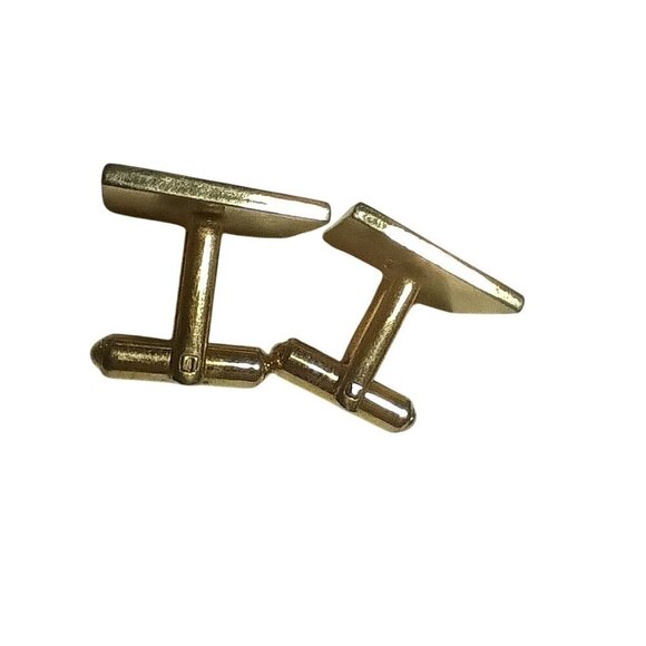 Vtg Estate Mens Goldtone Mid Century Cufflinks Set - Picture 4 of 6